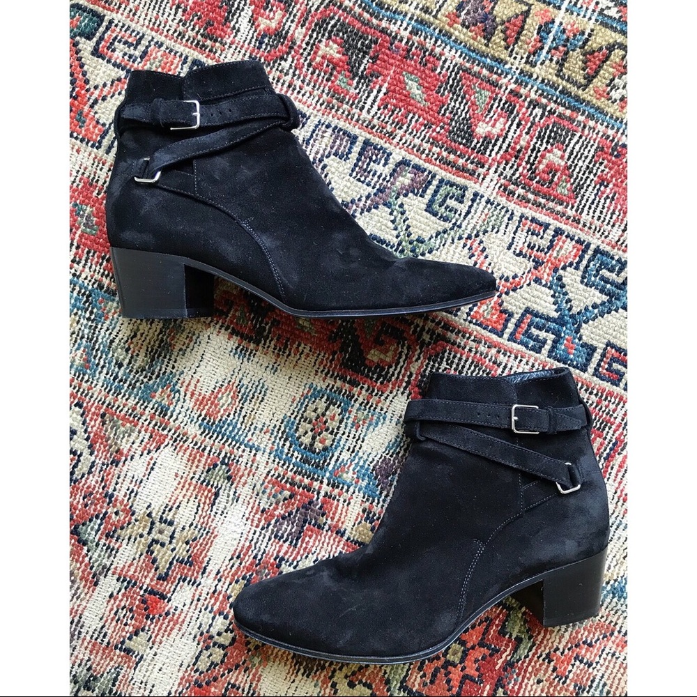 Saint Laurent black suede “Blake” booties sz 38.5